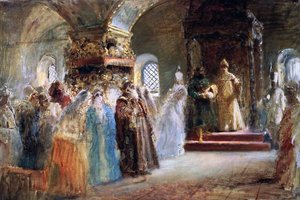Tsar Alexei Michaylovich (1629-76) väljer en brud av Konstantin Egorovich Makovsky