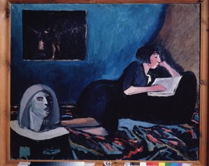 En kvinna som läser (A Woman Reading). Målning av Konstantin Nikolajevitj Istomin (1887-1942), olja på duk 1931 rysk modern konst, 1900-talet. Statens Tretjakovgalleri, Moskva. av Konstantin Istomin