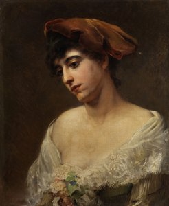 Konstantin Makovsky Porträtt av en ung dam