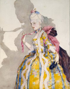Design för en kostym av en markis för ballerinan Tamara Karsavina, 1924