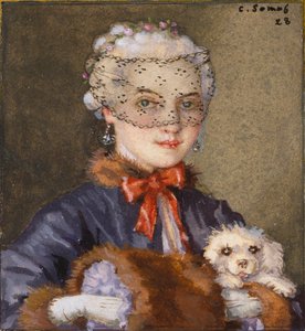 Dam med en hund, 1928 av Konstantin Somov