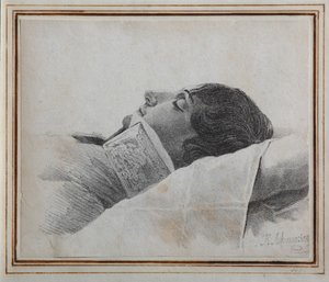 Dimitri Venevitinov 1805-1827 på dödsbädden, 1827 av Konstantin Yakovlevich Afanasyev