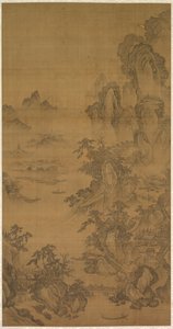 Bergsmarknad, klart med stigande dimma av Korea, Joseon dynasty
