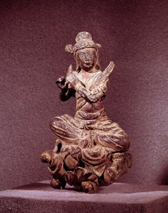 Art Coreen: representation av en Apsara i gyllene brons, Celeste. Period Silla (600-1000-talet). Koreas nationalmuseum av Korean School