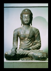 Sittande Shakyamuni Buddha från Changing-in (järn) av Korean School