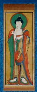 Tathagata Buddha, sent 1800-tal (hängande rulla; bläck och färg på papper) av Korean School