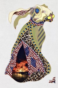 Collage med patriotiska kaniner