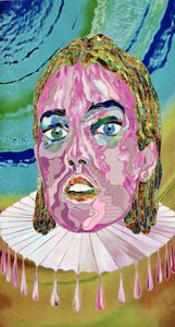 Surrealistiskt rosa porträtt