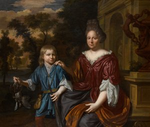 Porträtt av en kvinna med en pojke av Krzysztof Lubieniecki