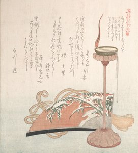 Ljusställ och fläkt, 1800-talet. av Kubo Shunman
