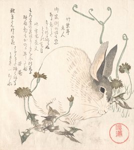 Hare och maskros, troligen 1820. av Kubo Shunman