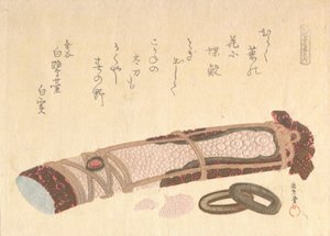 "Hilt of a Sword," från serien med sju tryck för Shofudai Poetry Circle, 1810-talet. av Kubo Shunman