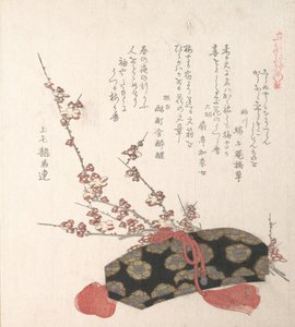 Brevlåda och plommonblommor, 1800-talet. av Kubo Shunman