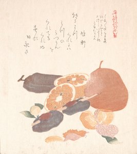Apelsiner och torkad persimmon, 1800-talet. av Kubo Shunman