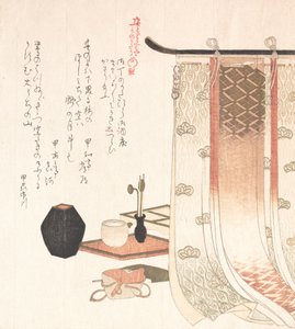 Skärm och redskap för rökelseceremonin, 1800-talet.