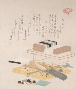 Tångmat och köksredskap, 1800-talet. av Kubo Shunman