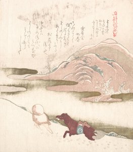 Snölandskap, 1800-talet. av Kubo Shunman