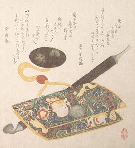 Tobakspåse och pipa, 1813. av Kubo Shunman