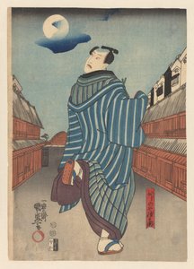 Tokubei springer genom en gata av Kunimori