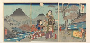 Månen reflekterades i Shinanos risfält Shinshû tagoto no tsuki (titel på objekt)