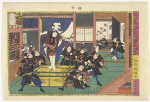 Tionde akten Judanme (titel på objekt) Scener ur Kanadehon Chushingura-berättelsen (serietitel) Kanadehon Chushigura (serietitel på objekt) av Kuniteru