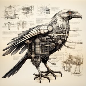 Ångmekaniska fågelritningar från Da Vinci 2