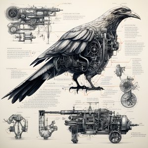 Ångmekaniska fågelritningar från Da Vinci 3