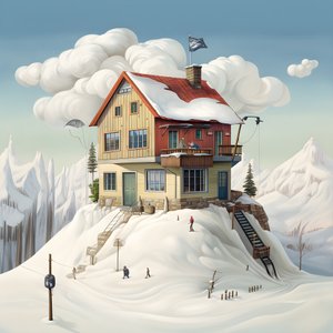 Ett hus med en skidhatt 1