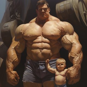 Skrämmande och otäck tyngdlyftande steroidfreak buff babe med enorm muskulös man 2