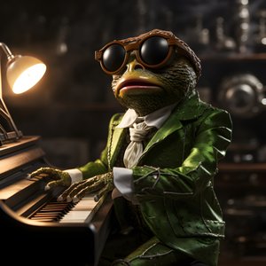 Elton John som en groda med solglasögon och piano 4