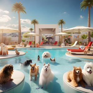Hunde-Poolparty i Palm Springs 1