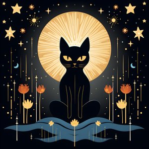 Katt i meditation sitter på en lotusblomma 1