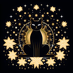 Katt i meditation sitter på en lotusblomma 2