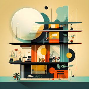 Modern designgrafik från mitten av århundradet 1