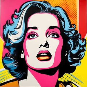 Popkonstporträtt, halvkropp, Färgglad, grafisk, Morgon, i stil med Andy Warhol, Roy Lichtenstein, Robert Rauschenberg, Jasper Johns, Keith Haring 4