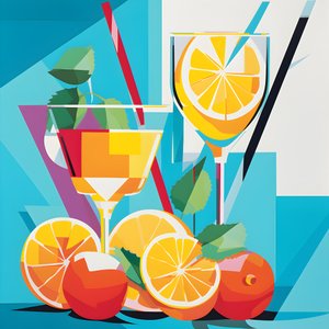 Affisch med citroner, cocktails med citroner, mynta 3