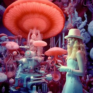 Superupplöst elektronmikroskop skott av kvinna i konstnärlig stil av David LaChapelle 4