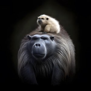 Capybara blandat med en silverback gorilla 2