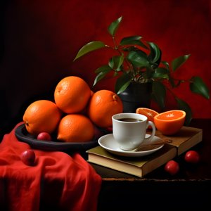 Citrusfrukter röd bok kaffe 2