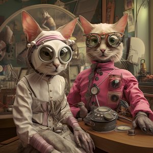 Två antropomorfa katter, Tomcat och Cat, Kubrick Ian Synthetic 1