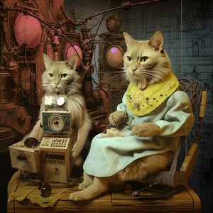 Två antropomorfa katter, Tomcat och Cat, Kubrick Ian Synthetic 2