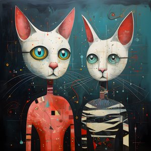 Två antropomorfa katter, Tomcat och Cat, Kubrick Ian Synthetic 3