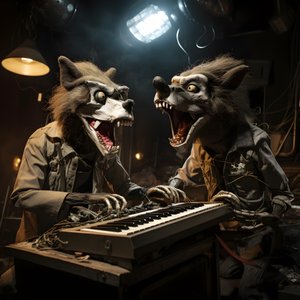 läskig, hårig, trasig djuranimatronik som framför musik på en scen 1