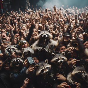 en hord full av tvättbjörnar på en rockshow 1