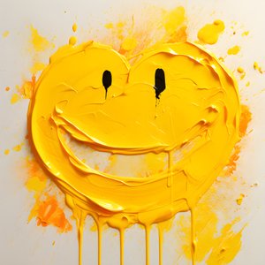 gul smiley målad i impasto 3