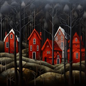 fyra röda hus i skogen 3