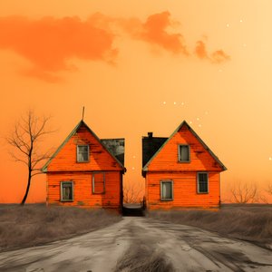 två orangea hus 1