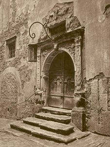 Rothenburg o d T, Portal des alten Rathauses; Rothenburg-on-the-Tauber, dörröppningen till det gamla rådhuset (s/v foto)