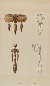 Brosch och örhängen, ca. 1936.