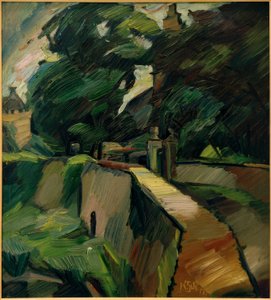 Landskap från Opherdicke / Gutshof Opherdicke av Kurt Schwitters